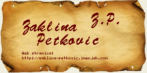 Žaklina Petković vizit kartica